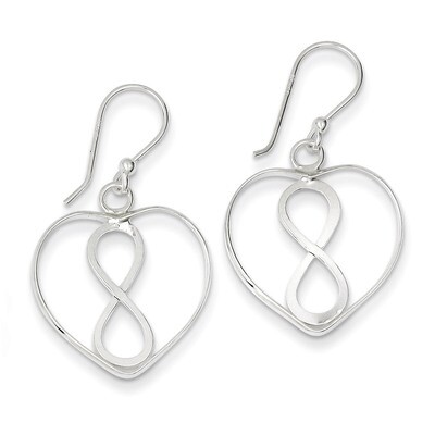 Open Heart with Infinity Symbol Dangle Earrings Sterling Silver QE8915, MPN: QE8915, 886774267999