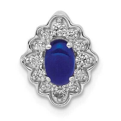 Fancy Diamond &amp; Cabochon .60 Sapphire Chain Slide 14k White Gold PM4033-SA-020-WA, MPN: PM4033-SA-0…