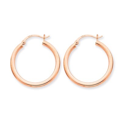 2.5mm Polished Hoop Earrings 14k Rose Gold TE532, MPN: TE532, 883957290928