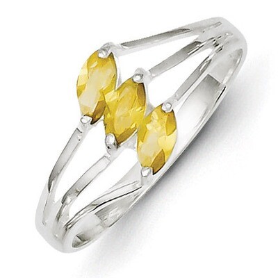 Sterling Silver Yellow 3-stone Marquise Diamond Ring QR4344-6