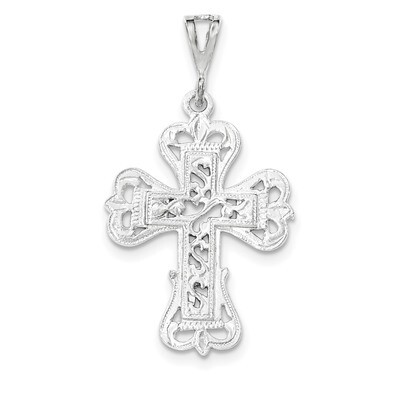 Polished S Design Cross Pendant Sterling Silver QC8226