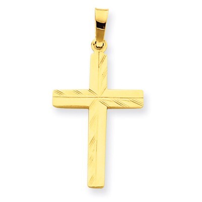 Hollow Cross Pendant 14k Gold Diamond-cut XR235, MPN: XR235, 191101544026