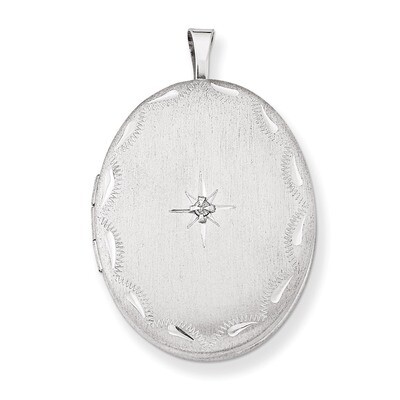 Diamond Star and Border Oval Locket Sterling Silver 26mm QLS333, MPN: QLS333, 883957540559