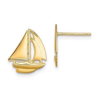 Polished Sailboat Post Earrings 14k Gold 2-D TE765, MPN: TE765, 637218013616