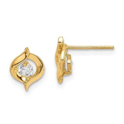 Twist Post Earrings 14k Gold CZ Diamond SE2875 by Madi K, MPN: SE2875, 191101901904