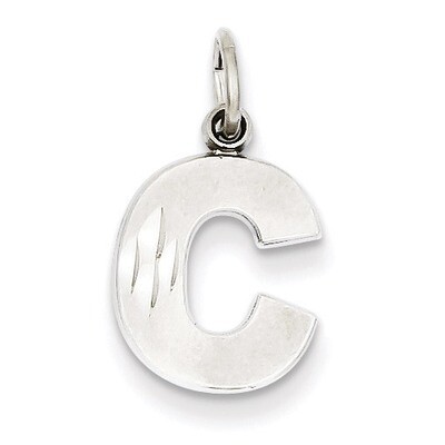 Satin Solid Diamond-cut Initial C Charm 14k White Gold D1282C, MPN: D1282C, 883957862897