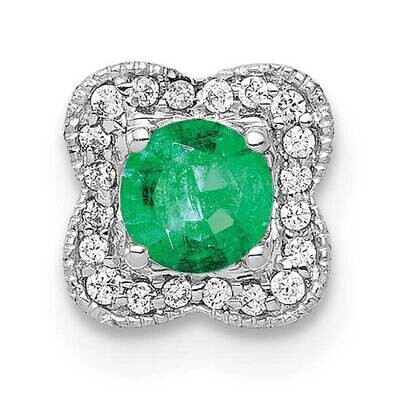 1/15Ct. Diamond &amp; .25 Emerald Chain Slide 14k White Gold PM4023-EM-007-WA, MPN: PM4023-EM-007-WA, 8…