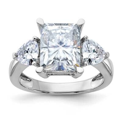 4 7/8ct. Three Stone D E F Pure Light Moissanite Engagement Ring 14k White Gold RM4448E-390-WMP, MP…