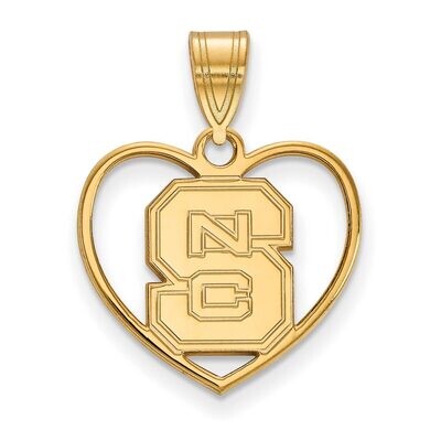 North Carolina State University Pendant in Heart Gold-plated Silver GP017NCS, MPN: GP017NCS, 886774…
