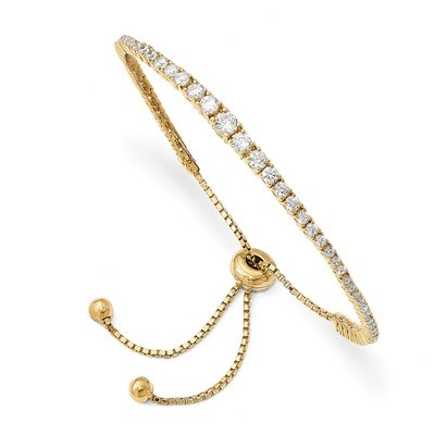 Gold-Plated CZ 5-9 Inch Adjustable Bracelet Sterling Silver QG4165, MPN: QG4165, 886774613130