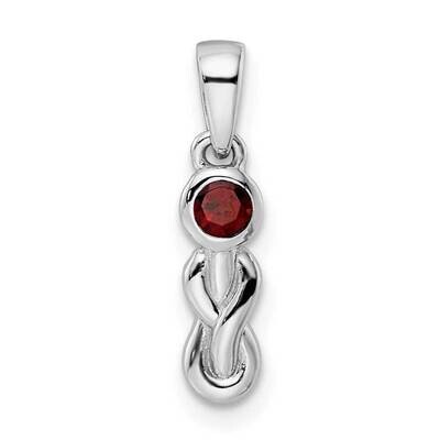 Polished Garnet Infinity Birthstone Pendant Sterling Silver Rhodium-plated QBPD34JAN, MPN: QBPD34JA…