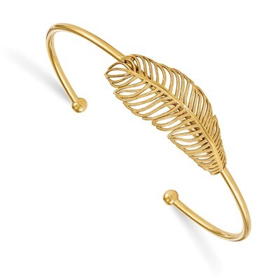Leslie&#39;s Leaf Cuff Bangle Sterling Silver Gold-tone HB-QLF670, MPN: QLF670, 191101878855