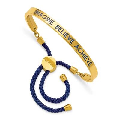 Yellow Ip Blue Enamel &amp; Nylon Imagine Adj Bangle Stainless Steel Polished SRB2699, MPN: SRB2699, 19…