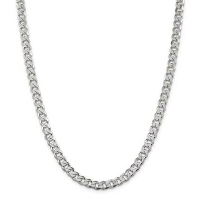 7mm Pave Curb Chain 30 Inch Sterling Silver QCF180-30, MPN: QCF180-30,