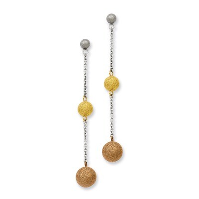 Tri-Color IP-plated Diamond Cut Post Dangle Earrings - Stainless Steel SRE523 by Chisel, MPN: SRE52…