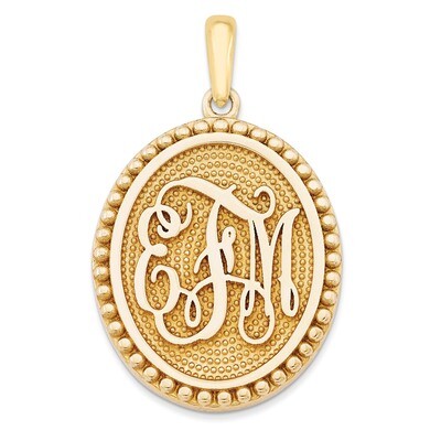 Antiqued or Sandblast Monogram Pendant 14k Yellow Gold Casted High Polished XNA525Y, MPN: XNA525Y,
