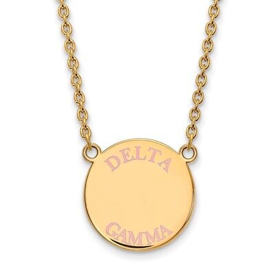 Delta Gamma Small Enameled Pendant with 18 Inch Chain Gold-plated Silver GP015DG-18, MPN: GP015DG-1…