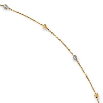 Leslie&#39;s Diamond-cut with 1 inch Extender Anklet 9 Inch 14k Two-tone Gold Polished HB-LF646-9, MPN:…