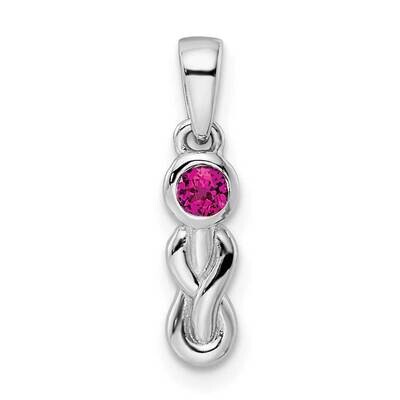 Polished Created Ruby Infinity Birthstone Pendant Sterling Silver Rhodium-plated QBPD34JUL, MPN: QB…