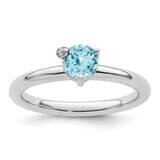 Ls Blue Topaz &amp; White Topaz Ring Sterling Silver Rhodium-Plated Polished QR7421BT, MPN: QR7421BT,