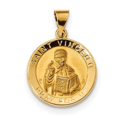 Satin Saint Vincent Hollow Medal Pendant 14k Gold Polished XR1697, MPN: XR1697, 883957873565
