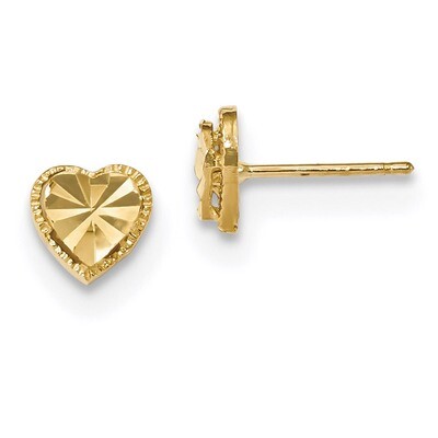 Diamond -cut Heart Post Earrings 14k Gold Polished TH964, MPN: TH964, 191101056185