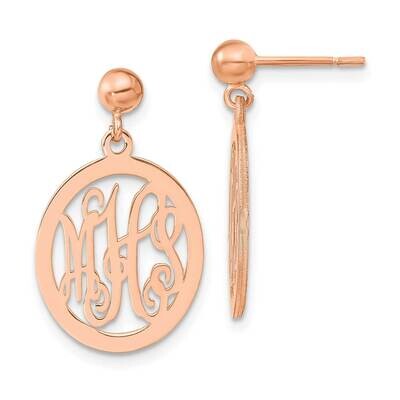 Polished Monogram Post Dangle Earrings Sterling Silver Rose-plated XNE17RP, MPN: XNE17RP,