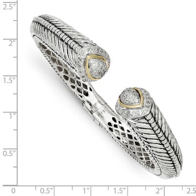 1/2ct. Diamond Hinged Cuff Bracelet Sterling Silver &amp; 14k Gold QTC11, MPN: QTC11, 742323127162