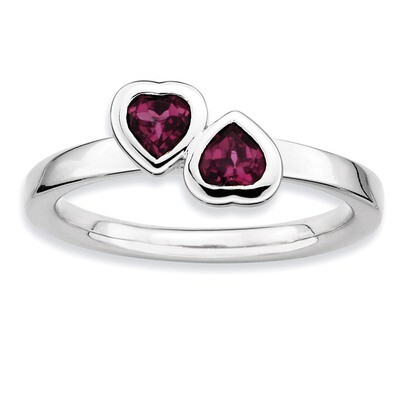 Rhodolite Garnet Double Heart Ring - Sterling Silver QSK403, MPN: QSK403, 886774002187