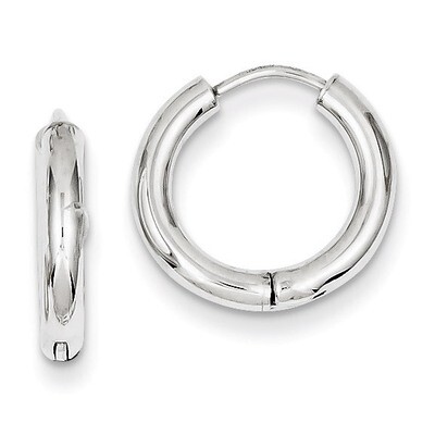 Polished Hollow Hinged Hoop Earrings 14k White Gold TL611, MPN: TL611, 886774370019