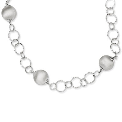 16 Inch Polished Necklace Sterling Silver Brushed QG3406-16, MPN: QG3406-16, 191101276316