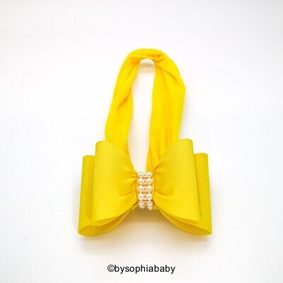 Yellow Big Bow Headband Yellow Baby Headband Baby Bow Headband Newborn Headband Baby Girl Headband …