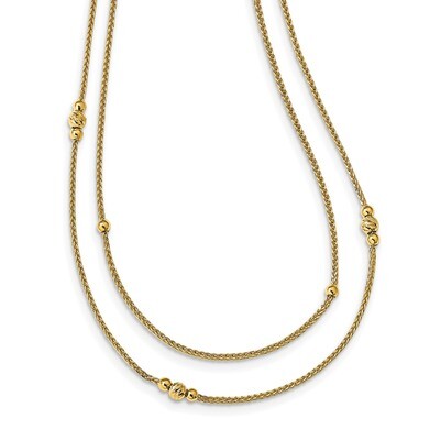 Leslie&#39;s 2 Strand Diamond-cut Beaded Necklace 14k Polished Gold HB-LF1177-17, MPN: LF1177-17, 88677…
