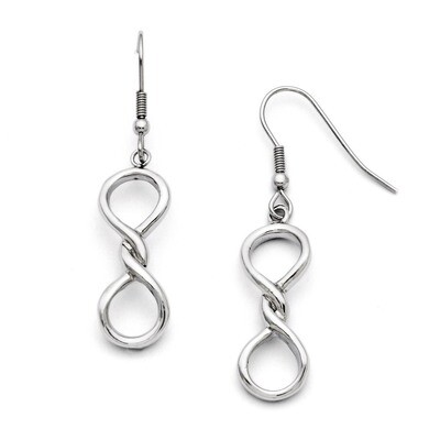 Polished Infinity Symbol Shepherd Hook Earrings - Stainless Steel SRE733 by Chisel, MPN: SRE733, 19…