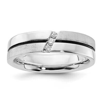 Sterling Silver &amp; Black IP-plated Polished &amp; Brushed Diamond Band RDD2201G/09-SSBB-10