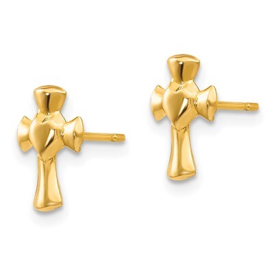 Heart Cross Post Earrings - 14k Gold SE2046 by Madi K, MPN: SE2046, 886774998367