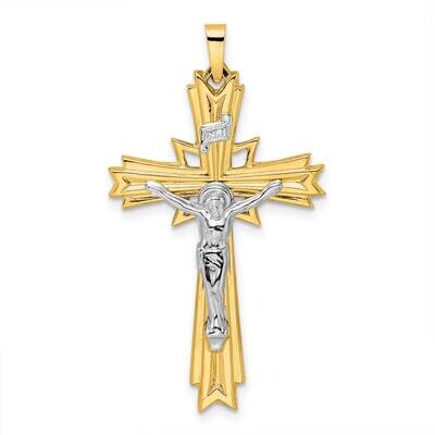 Solid Fancy Inri Crucifix Pendant 14k Two-Tone Gold Polished XR1861, MPN: XR1861, 883957346540