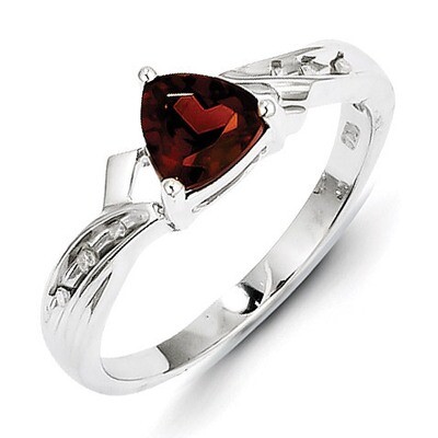 Garnet Heart Ring Sterling Silver Rhodium-plated Diamond QR4634GA, MPN: QR4634GA, 883957439662