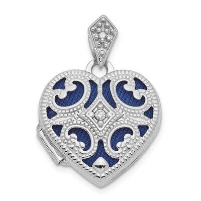 15mm Diamond Heart Locket 10k White Gold 10XL693, MPN: 10XL693,