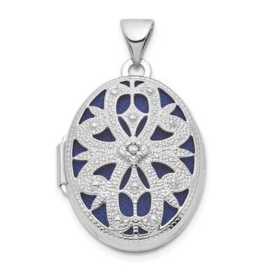 Filigree Diamond 21mm Oval Locket Sterling Silver Rhodium-plated QLS1056, MPN: QLS1056,