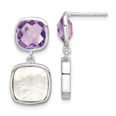7.36Amethyst Mop Post Dangle Earrings Sterling Silver Rhodium-Plated QE16640AM, MPN: QE16640AM, 191…