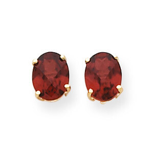 8x6mm Oval Garnet Checker Earrings 14k Gold XE88GC, MPN: XE88GC, 883957108216
