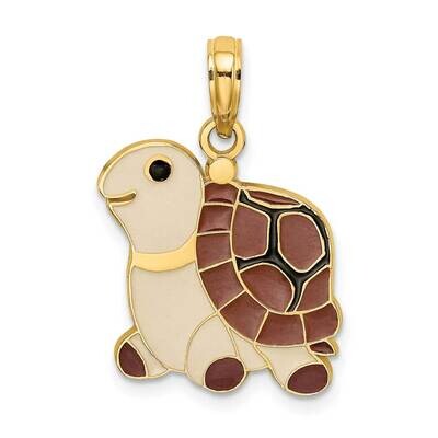 Brown Enamel Turtle Charm 14k Gold K7084, MPN: K7084, 637218174294