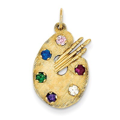 Stones Artist Palette Charm 14k Gold Synthetic Diamond A3737, MPN: A3737, 883957853734