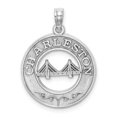 Charleston Round Frame with Bridge Charm 14k White Gold K7955W, MPN: K7955W, 637218143276