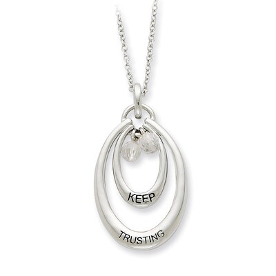 Antiqued CZ Keep Trusting 18 Inch Necklace Sterling Silver QSX323