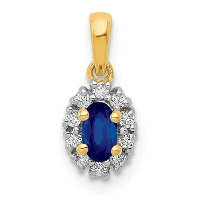 Diamond &amp; .32 Sapphire Oval Halo Pendant 14k Gold Rhodium Plated PM5252-SA-010-YA, MPN: PM5252-SA-0…