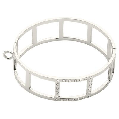Nikki Lissoni Large Geometric Tribal Bangle of 2cm 1 Loop To Attach A Charm Silver-plated 21cm B114…