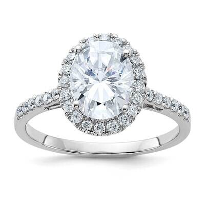 2 3/8ct. D E F Pure Light Oval Moissanite Halo Engagement Ring 14k White Gold RM2043E-200-WMP, MPN:…