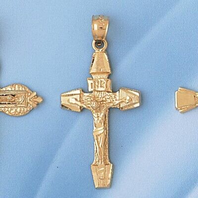 Dazzlers Jewelry Jesus Christ on Cross Pendant Necklace Charm Bracelet in Yellow, White or Rose Gol…